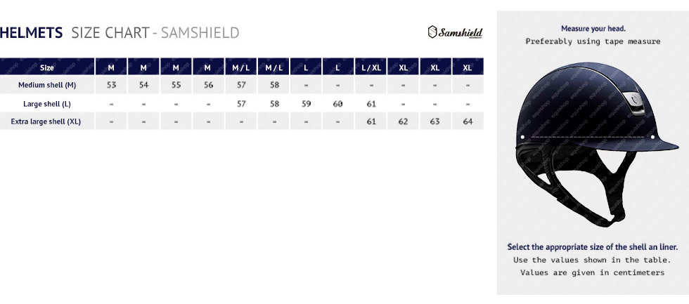 Riding Helmet Size Chart